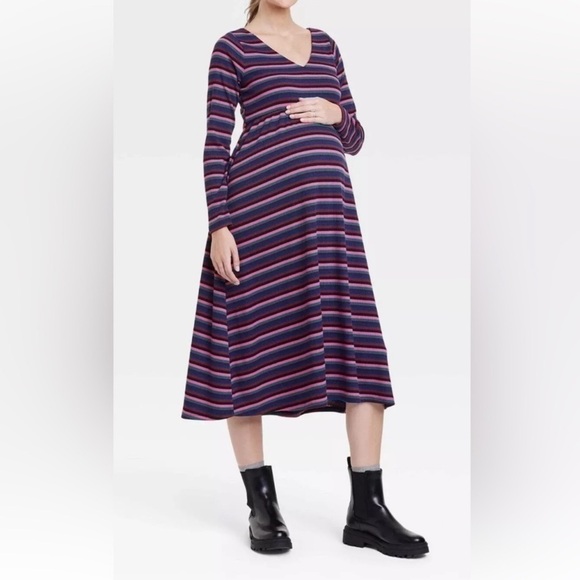The Nines by HATCH Dresses & Skirts - Hatch Striped Maternity Ribbed Babydoll Dress‎ L